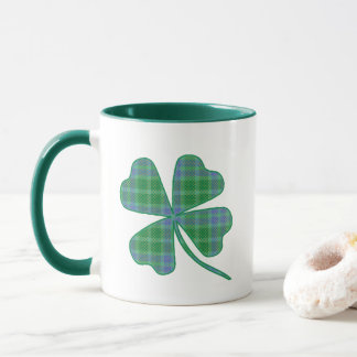 Lucky Green Plaid Shamrock Four-Leaf Clover Mug