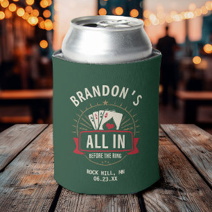 Lucky Green Poker Bachelor Party Custom Name City  Can Cooler