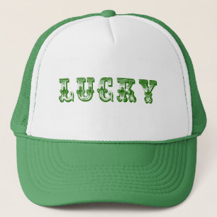 Lucky-Green Retro Fancy Text Design 3 Trucker Hat