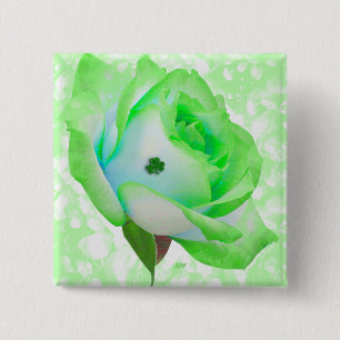 Lucky Green Rose, button