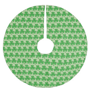 Lucky Green Shamrock Clover St. Patrick's Day Brushed Polyester Tree Skirt
