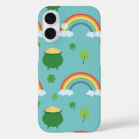 Lucky Green Shamrock Colourful Rainbow Pot of Gold