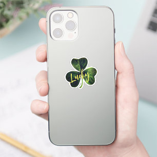 Lucky Green Shamrock Custom-Cut Vinyl Sticker