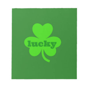 Lucky Green Shamrock Notepad