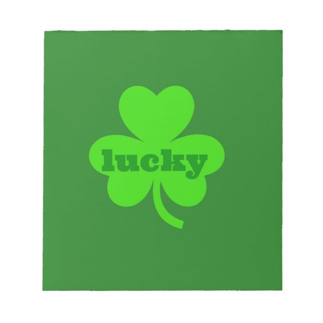 Lucky Green Shamrock Notepad (Front)