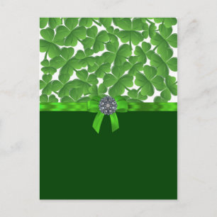 Lucky green shamrock pattern postcard