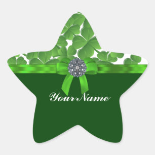 Lucky green shamrock pattern star sticker