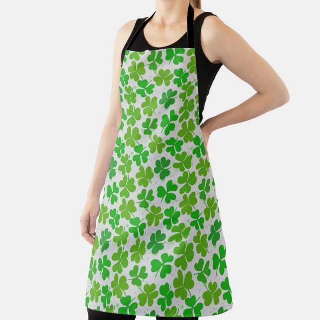 Lucky green Shamrock St Patrick's Day Apron (Insitu)