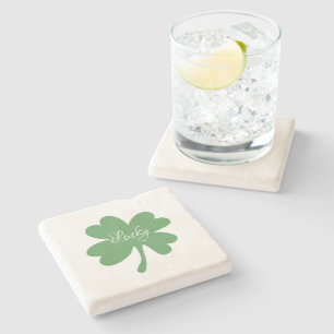 Lucky Green Shamrocks St. Patrick's Day Custom Stone Coaster