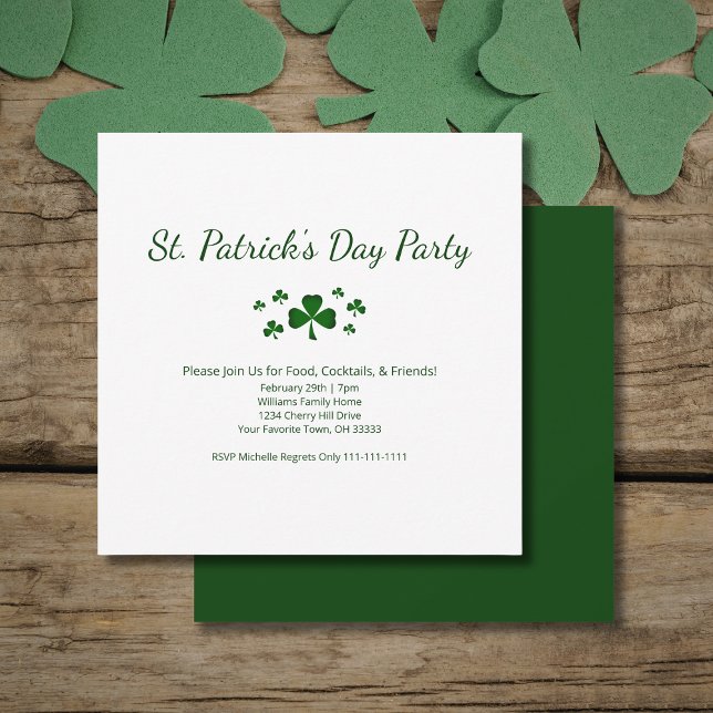 Lucky Green ShamrocksSt. Patrick's Day Party  Invitation (Creator Uploaded)