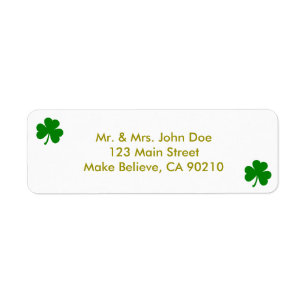 Lucky Green St Patrick's Day Irish Shamrock Return Address Label