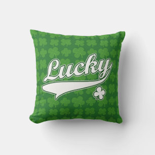 Lucky, Green/White 4 Leaf Clover Cushion