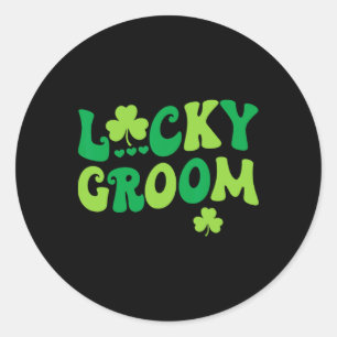 Lucky Groom Bride Couples Matching Wedding St Patr Classic Round Sticker