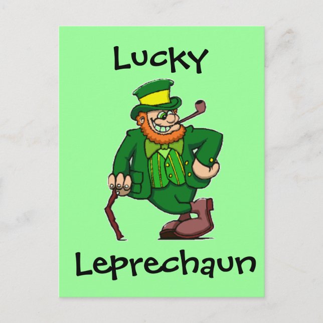 Lucky Happy Irish Leprechaun Postcard (Front)