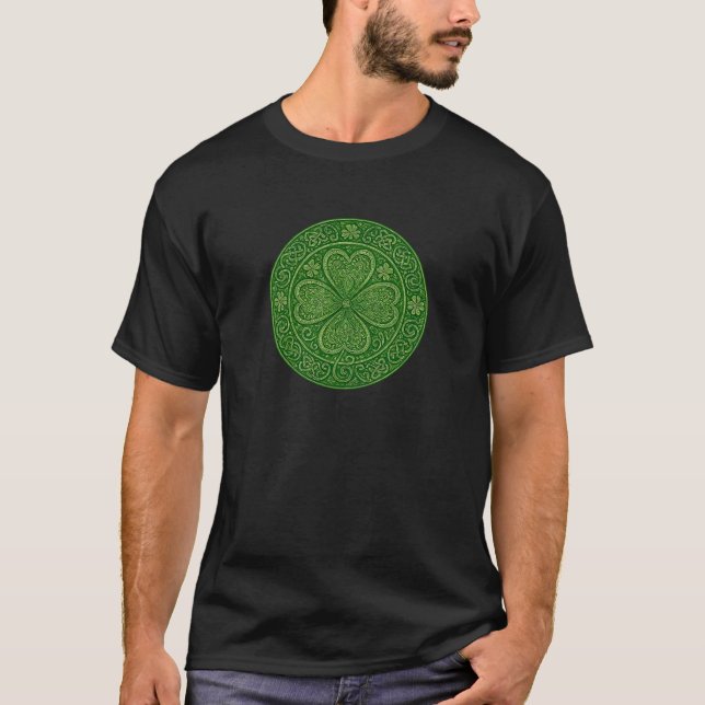 Lucky Harmony: Celtic Four-Leaf Mandala T-Shirt (Front)