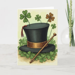 Lucky Hat Clover Greeting Card