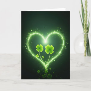 Lucky Heart Clover Green Card