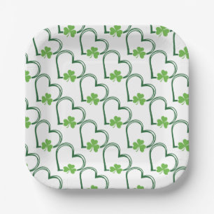 Lucky Hearts and Clovers Paper Plate