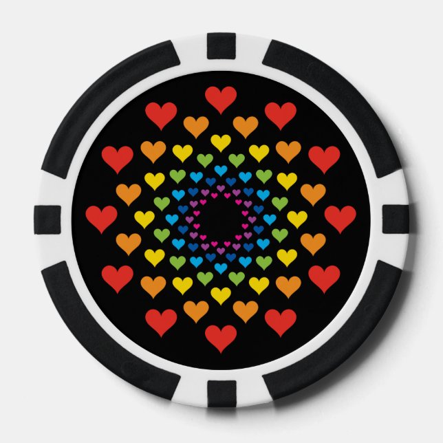 Lucky hearts black and white poker chips (Front)