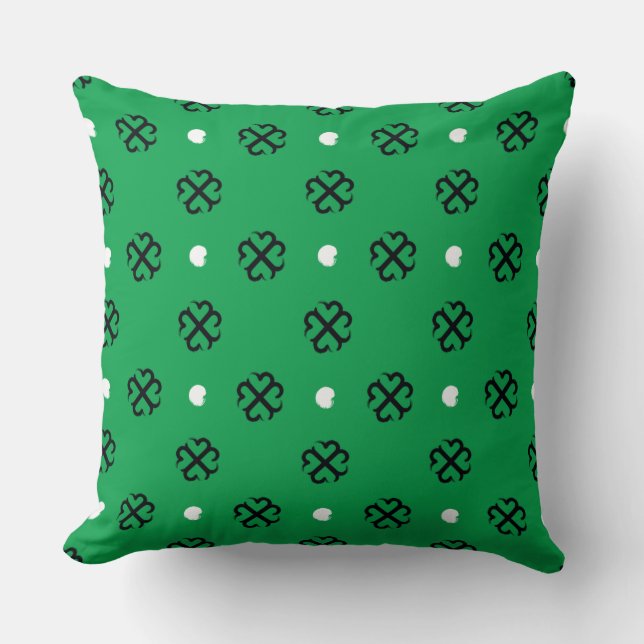 Lucky Hearts Shamrock Throw Pillow (Front)