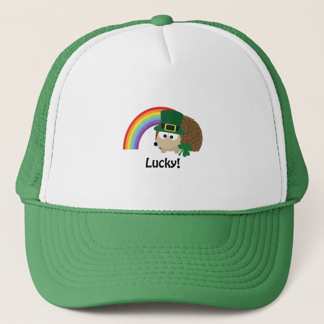 Lucky Hedgehog Leprechaun Trucker Hat (Front)