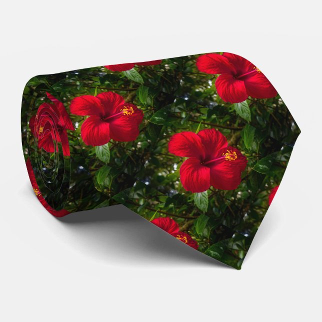 "Lucky Hibiscus" Tie (Rolled)