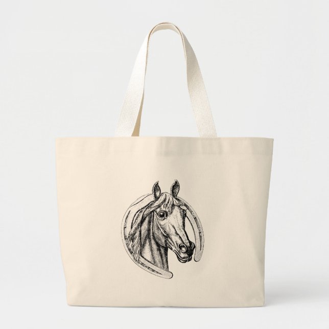Lucky Horse Large Tote Bag (Front)