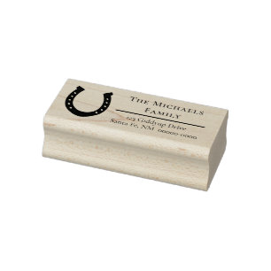 Lucky Horse Shoe Family Return Address Rubber Stamp