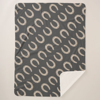 Lucky Horse Shoe Sherpa Blanket