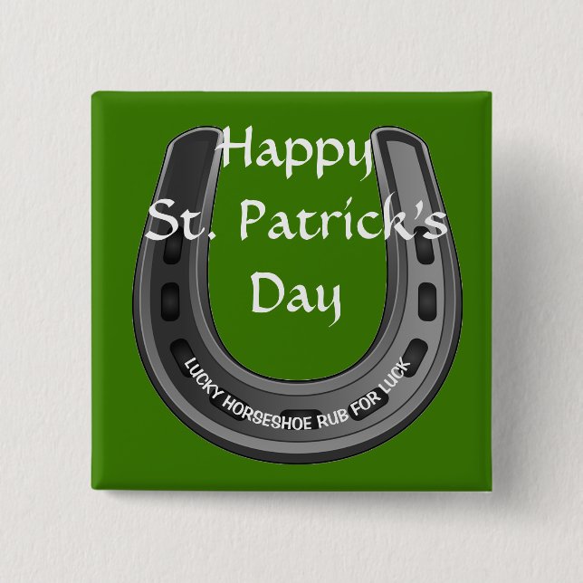 Lucky Horseshoe 15 Cm Square Badge (Front)