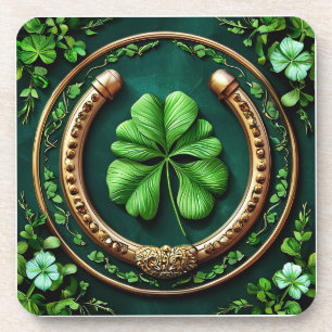 Lucky Horseshoe and Clover Design Coaster