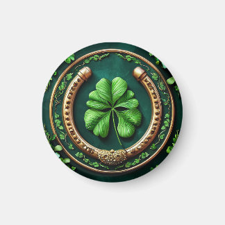 Lucky Horseshoe and Clover Design Magnet