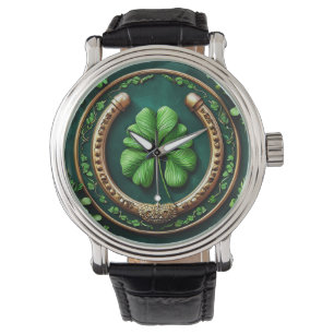 Lucky Horseshoe and Clover Design Watch