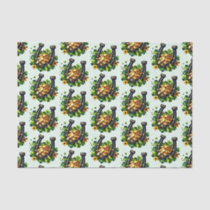 Lucky Horseshoe and Gold Coins Pattern Tissue Paper