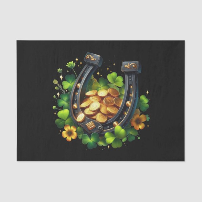 Lucky Horseshoe and Gold Coins Tissue Paper (Front)