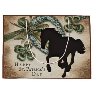 Lucky Horseshoe and Horse St. Patrick's Day Card Large Gift Bag