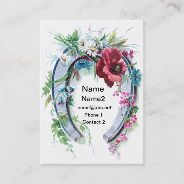 Lucky Horseshoe and Poppy Business Card (Front)
