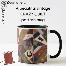 Lucky Horseshoe Colourful Patchwork Crazy Quilt Mu Mug