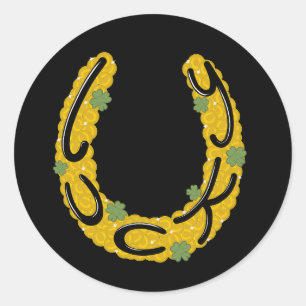 Lucky Horseshoe Covered in Gold Coins and Clovers Classic Round Sticker