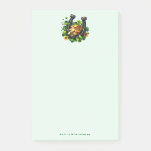 Lucky Horseshoe Gold Coins and Clover Post-it Notes