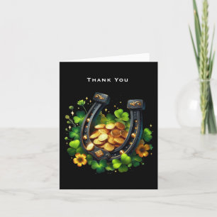 Lucky Horseshoe Gold Coins and Clover Thank You Card