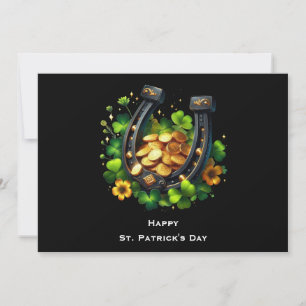 Lucky Horseshoe & Gold Coins St. Patrick's Day Holiday Card