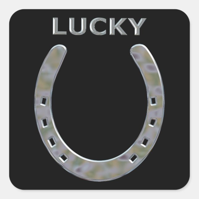 Lucky Horseshoe in Silver Square Sticker (Front)