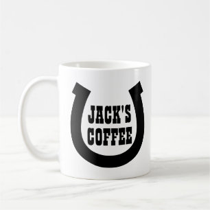 Lucky horseshoe logo custom coffee mug