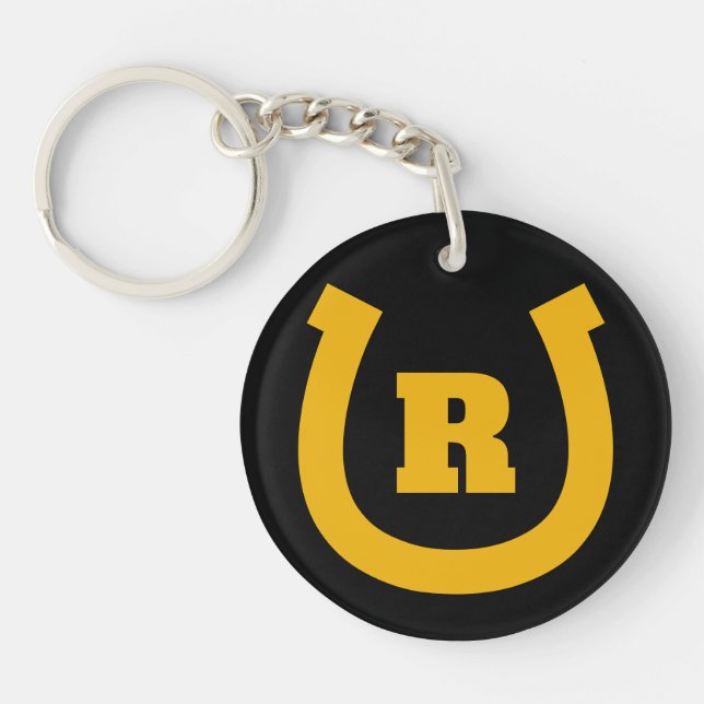 Lucky horseshoe monogram logo keychain gift (Front)