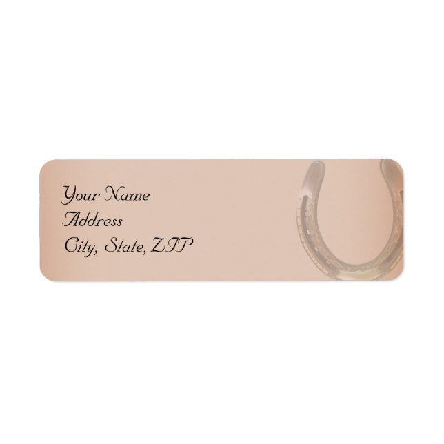 Lucky Horseshoe on Brown Leather Return Address Label (Front)