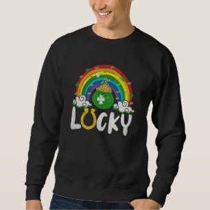 Lucky Horseshoe Rainbow Funny St. Patrick' Day Sweatshirt
