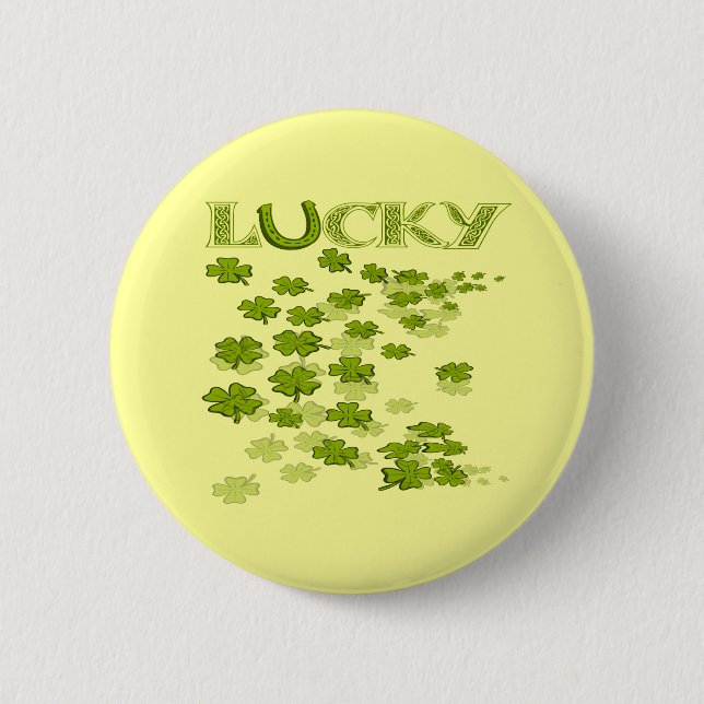 Lucky HorseShoe Shamrocks 6 Cm Round Badge (Front)