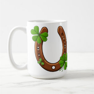 Lucky Horseshoe With Green Shamrocks Coffee Mug