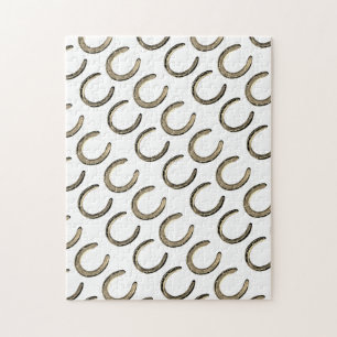 Lucky Horseshoes on White Jigsaw Puzzle